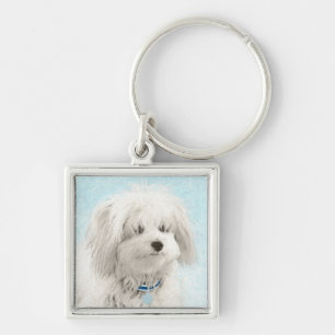Coton de Tulear Painting - Cute Original Dog Art Keychain