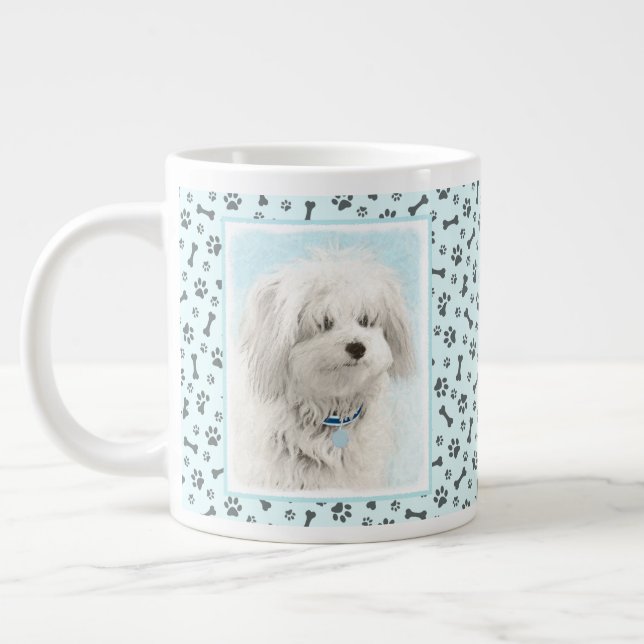 Coton de Tulear Painting - Cute Original Dog Art Large Coffee Mug (Left)
