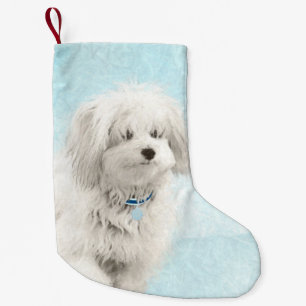 Coton de Tulear Painting - Cute Original Dog Art Small Christmas Stocking