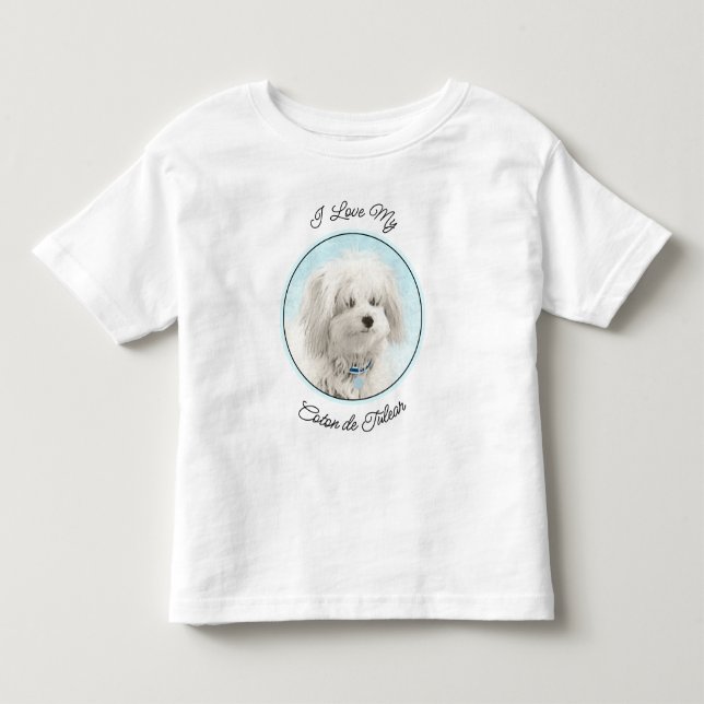 Coton de Tulear Painting - Cute Original Dog Art Toddler T-shirt (Front)