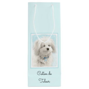 Coton de Tulear Painting - Cute Original Dog Art Wine Gift Bag