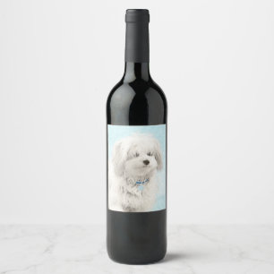 Coton de Tulear Painting - Cute Original Dog Art Wine Label