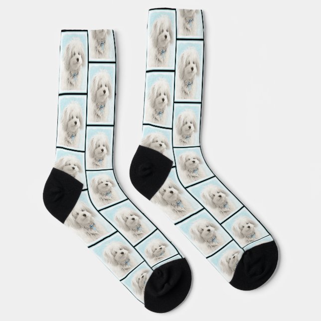 Coton de Tulear Painting Cute Original Pet Dog Art Socks (Right)