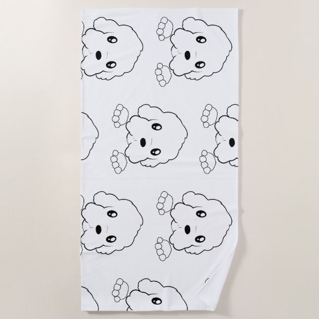 coton de tulear peeking beach towel (Front)