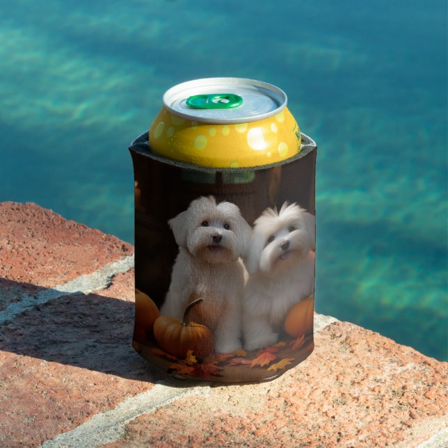 Coton De Tulear Puppy Autumn Delight Pumpkin  Can Cooler (In Situ Pool)