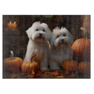 Coton De Tulear Puppy Autumn Delight Pumpkin  Cutting Board