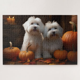Coton De Tulear Puppy Autumn Delight Pumpkin  Jigsaw Puzzle