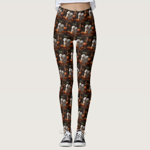 Coton De Tulear Puppy Autumn Delight Pumpkin  Leggings