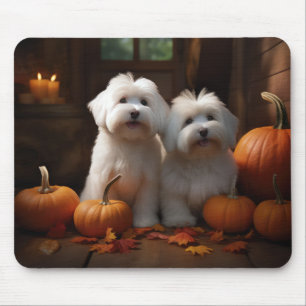 Coton De Tulear Puppy Autumn Delight Pumpkin  Mouse Pad