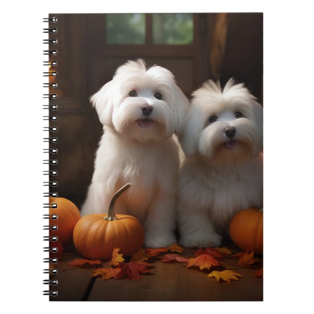 Coton De Tulear Puppy Autumn Delight Pumpkin  Notebook (Front)