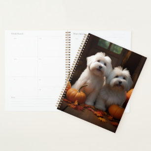 Coton De Tulear Puppy Autumn Delight Pumpkin  Planner