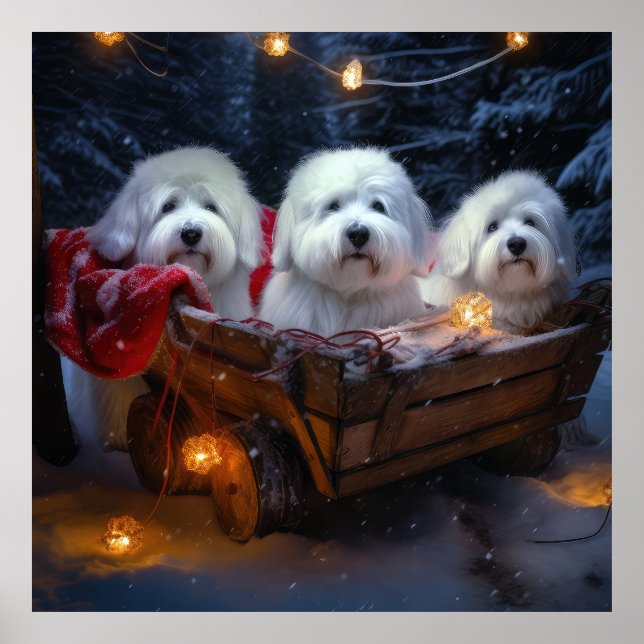 Coton De Tulear Snowy Sleigh Christmas Decor  (Front)