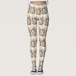 Coton De Tulear with Easter Eggs Holiday Leggings
