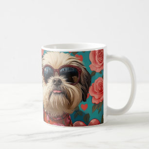 Coton De Tulear With Heart Roses Valentine's Day Coffee Mug