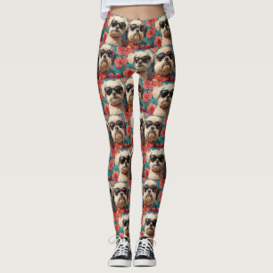 Coton De Tulear With Heart Roses Valentine's Day Leggings