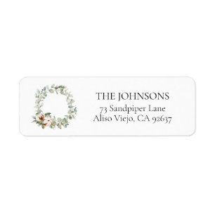 Coton Winter Greenery Wreath Return Adresse Label