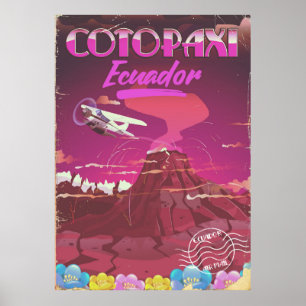 Cotopaxi, Equateur AIR MAIL affiche voyage