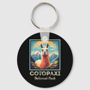 Cotopaxi Llama Flower National Park Souvenir Ecuad Keychain