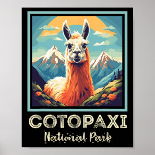 Cotopaxi Llama Flower National Park Souvenir Ecuad Poster