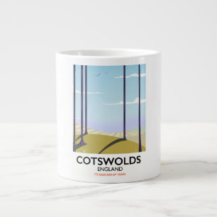 Cotswolds landscape railway travel poster large coffee mug