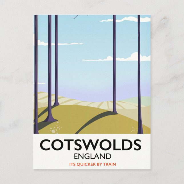 Cotswolds paysage carte de voyage ferroviaire (Devant)