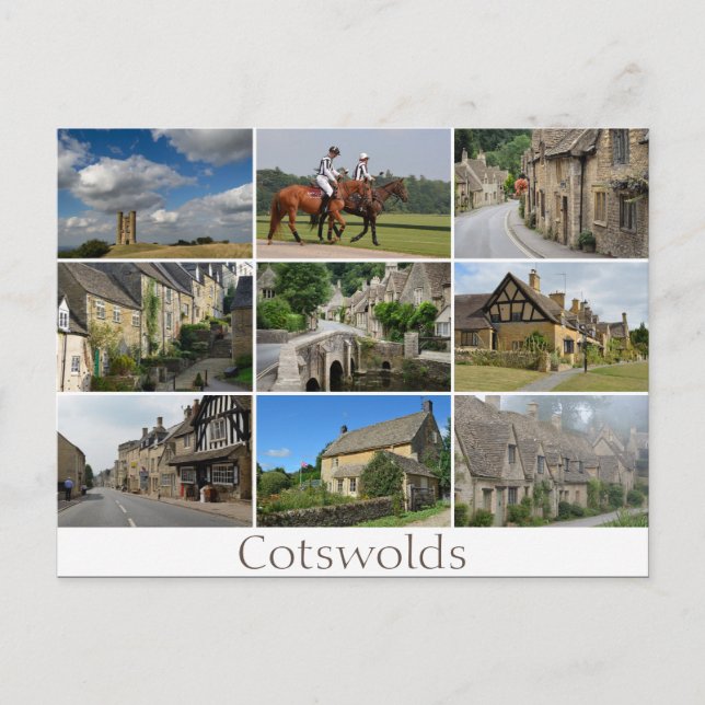 Cotswolds place collage texte carte postale (Devant)