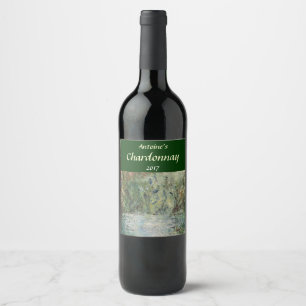 Cottage and Pond Landscape Wine Label