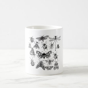 Cottage Black and White Bugs  Coffee Mug