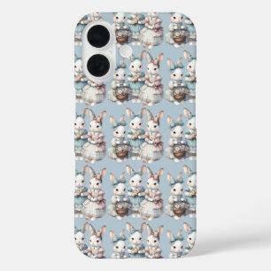 Cottage Bunny Sisters Watercolor Illustration iPhone 16 Case