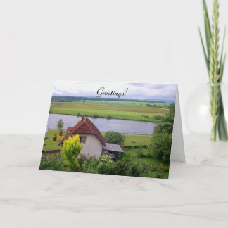 Cottage By The River Greetings Card