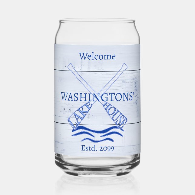 Cottage Cabin Lake House Drinkware Beer Can Glass (Front)