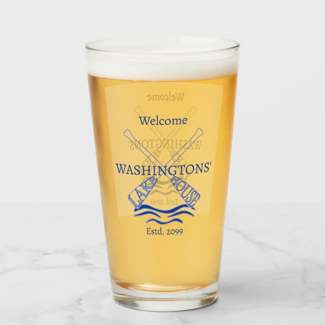 Cottage Cabin Lake House Drinkware Pint Beer Glass (Front Filled)