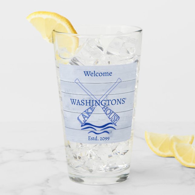 Cottage Cabin Lake House Drinkware Tumbler Glass (Front Ice)