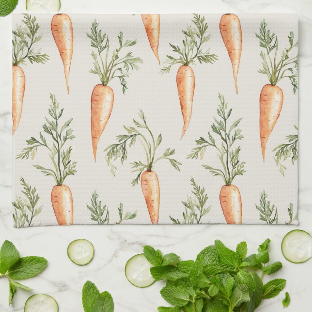 Cottage Carrots Vegetables  Kitchen Towel (Folded)