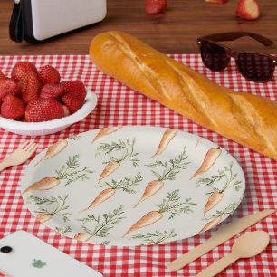 Cottage Carrots Vegetables Paper Plate