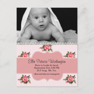 Cottage Chic Baby Girl Faire-part de naissance