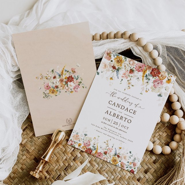 Cottage Chic Botanical Garden Floral Wedding Invitation (Creator Uploaded)