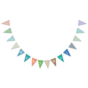 Cottage Chic Boy Baby Shower Bunting Flags