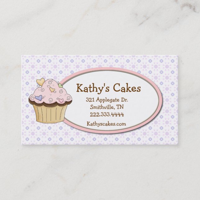 Cottage Chic Cupcake Bakery Loyalty Business Cards (Front)