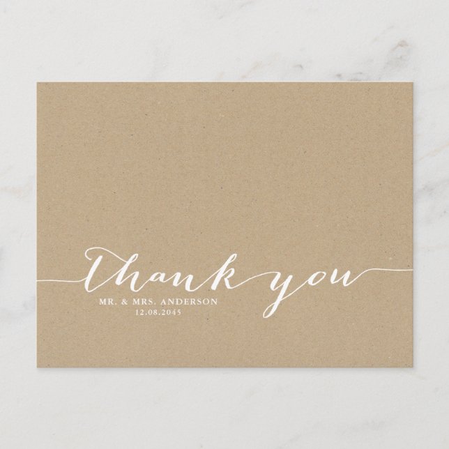 Cottage Chic Handwritten Script Thank You Postcard (Front)