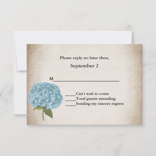 Cottage Chic Hydrangea Mariage Carte RSVP (Devant)