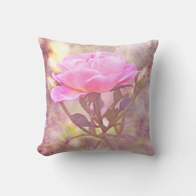 Cottage Chic Rose Throw Pillow (Front)