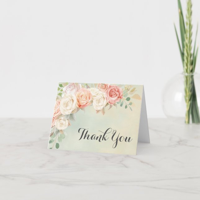 Cottage Chic Vintage Roses Thank You (Front)