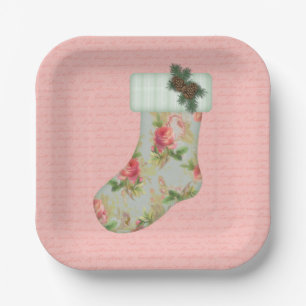 Cottage Christmas Stocking Paper Plate