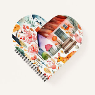Cottage core floral countryside animals houses  notebook