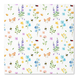 Cottage Core Floral Mushrooms Bee Ladybug Wallpaper