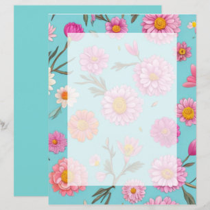 Cottage core floral white daisies pink flowers