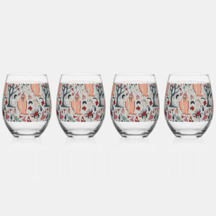 Cottage core Halloween Stemless Wine Glass