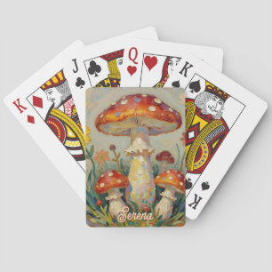 Cottage Core Mushroom Personalized Playing Cards
