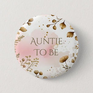 Cottage Core Mushrooms and Flowers Auntie To Be 2 Inch Round Button